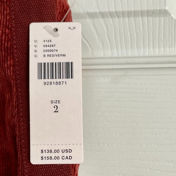 🍁 ANTHROPOLOGIE The Richie Slim Joggers Corduroy Pants Dark Brick Terracotta 2 - Picture 14 of 15